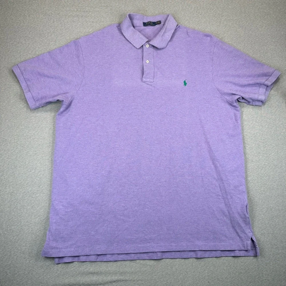 Polo Ralph Lauren Men 3XLT Polo Shirt Purple Heathered Short Sleeve Cotton Logo